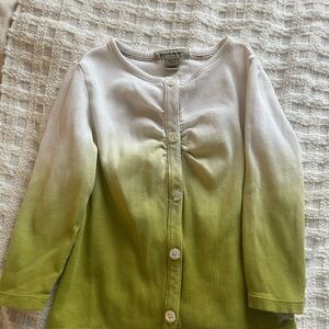 Girls Burberry Green and White Long Sleeve Top